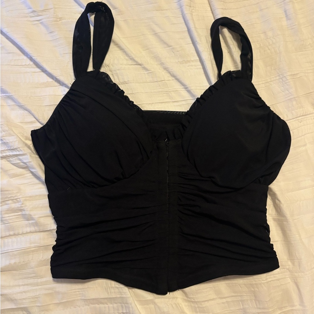 Windsor Black Ruched Crop Top